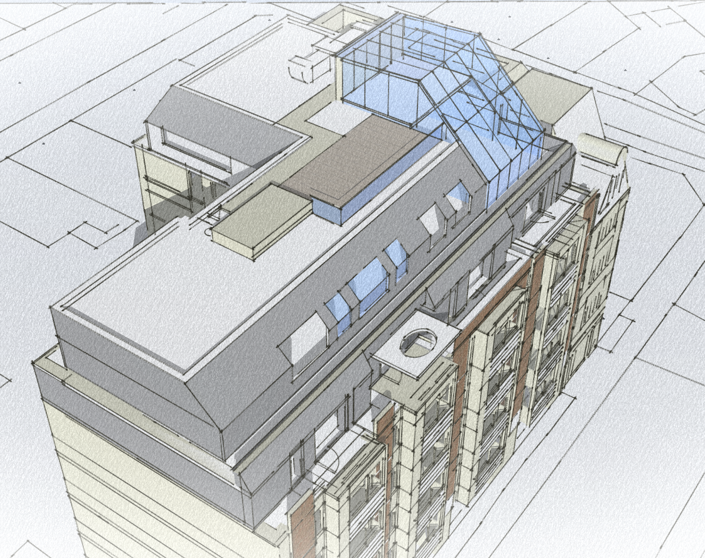 Commercial Glazed Roof Extension proposal perspective
